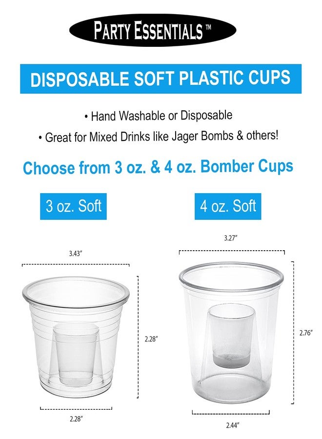 Party Essentials Soft Plastic 50 Count Bomber Cups, 4-Ounce, Clear - Image 4